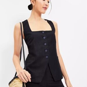 LOFT Black Button-Up Blouse